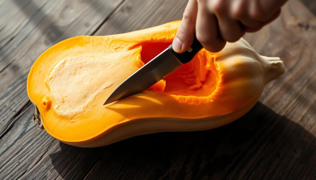 Préparation de la peau de butternut pour soupe Préparation de la peau de butternut pour soupe